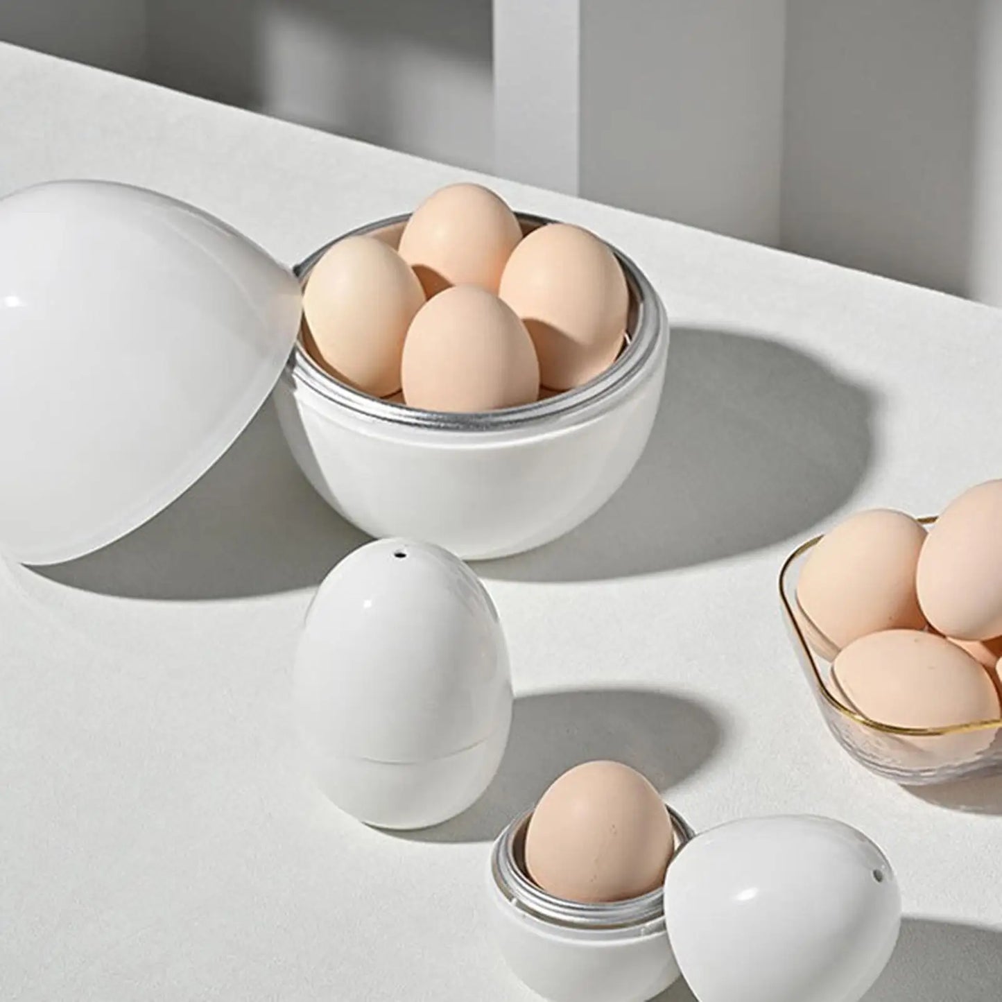 Microwave Egg Cooker - Boiled Egg Steamer with Lid for Quick Hard & Soft Boiled Eggs Kitchen Cooking Gadget