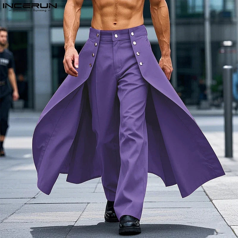 INCERUN Men Irregular Jogger Pants - Loose Casual Streetwear Trousers Solid Color Fashion Long Pants S-5XL