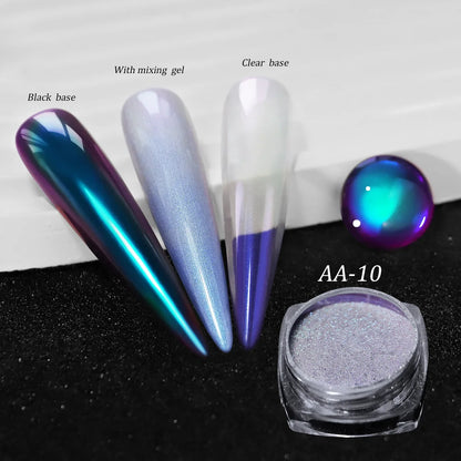 Chameleon Magic Mirror Nail Powder - Holographic Diamond Glitter Pigment for UV Gel Manicure & DIY Nail Art