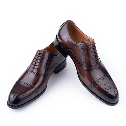 Men's Classic Brogue Dress Shoes - Genuine Cowhide Handmade Business & Wedding Shoes