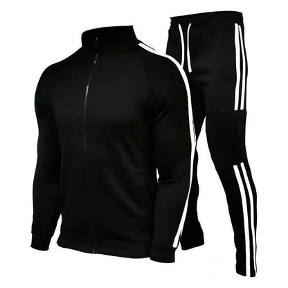 Men’s Zipper Stand Collar Workout Set Sports Tracksuit Sweatshirt & Jogger Fitness Running Training Outfit 2024 New Activewear Set