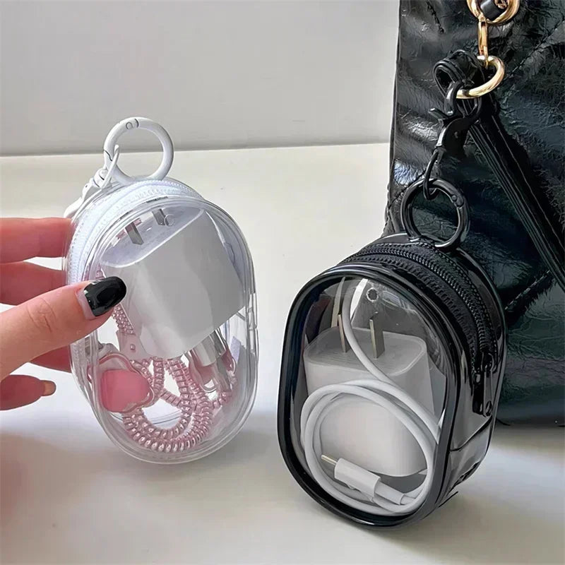 Portable Mini Zipper Storage Bag — Keychain Organizer for Earphones, Chargers, and Small Accessories, Gift Case