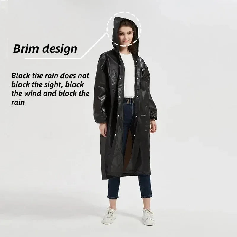 Waterproof EVA Hooded Raincoat for Adults – Thickened Outdoor Rainwear for Men & Women, Full Body Cover Poncho Jacket