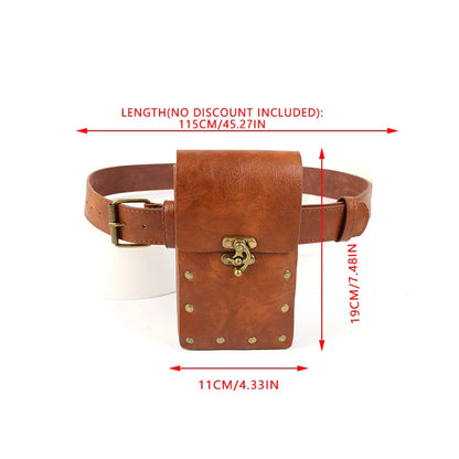 Renaissance Costume Belt Set – Leather Pouch with 3 Potion Bottles, Medieval Festival & Halloween Waist Accessories