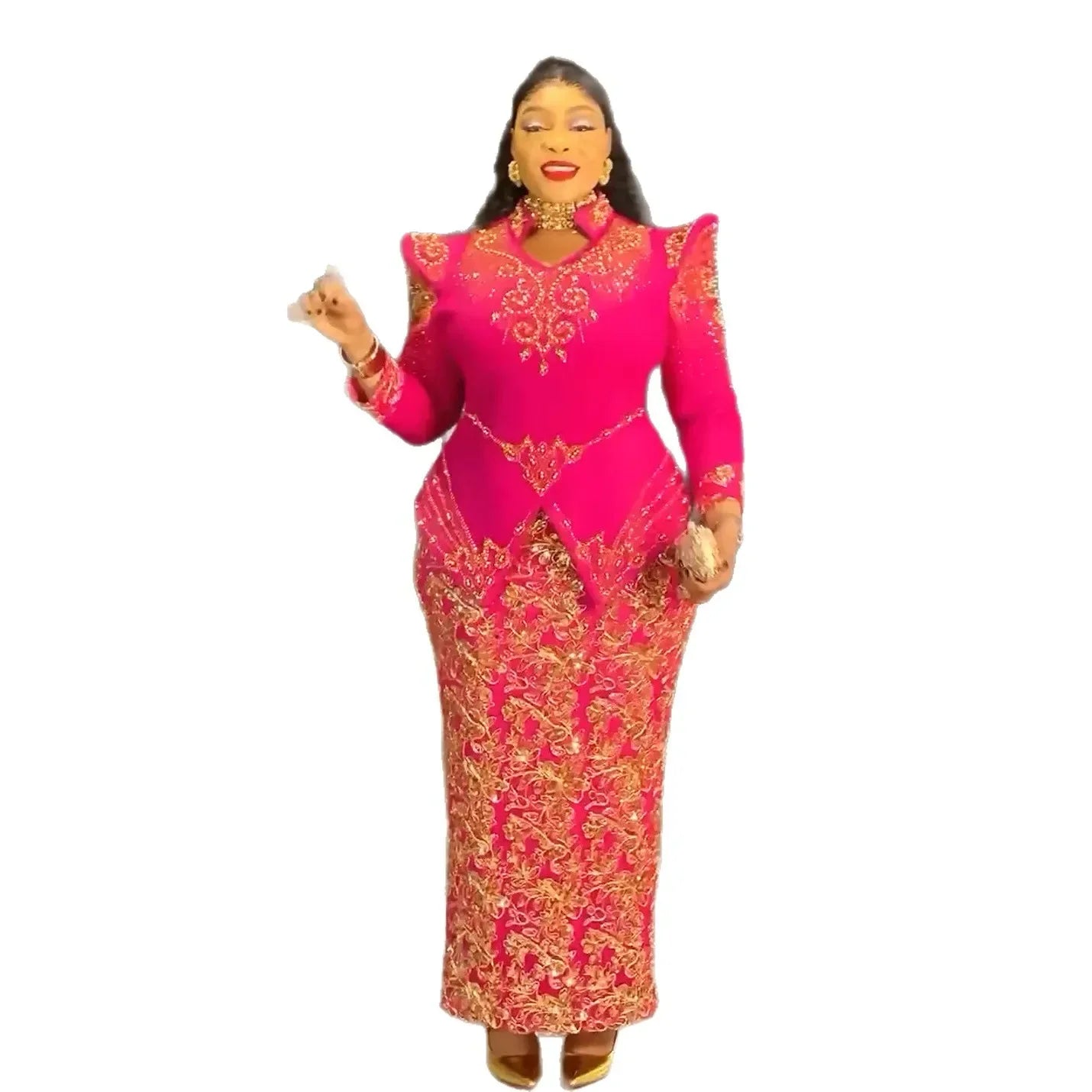 Plus Size African Evening Dress - Elegant Luxury Ankara Gown for Muslim Weddings, Parties & Formal Events