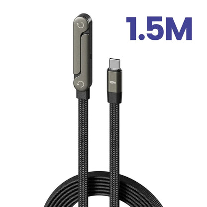 240W USB-C Fast Charging Cable - 2-in-1 Foldable Desktop Stand Data Cable for iPhone 17/16 & Samsung