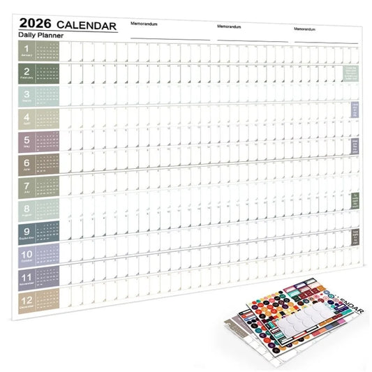 2026 Wall Calendar Planner - Annual Schedule Organizer with To-Do List Memo Pad & Agenda Tracker