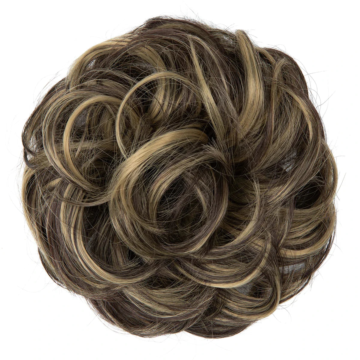 Synthetic Messy Hairpiece Chignon Scrunchie – Blonde & Brown Donut Bun for Women, Elastic Daily Use Hair Extension H9