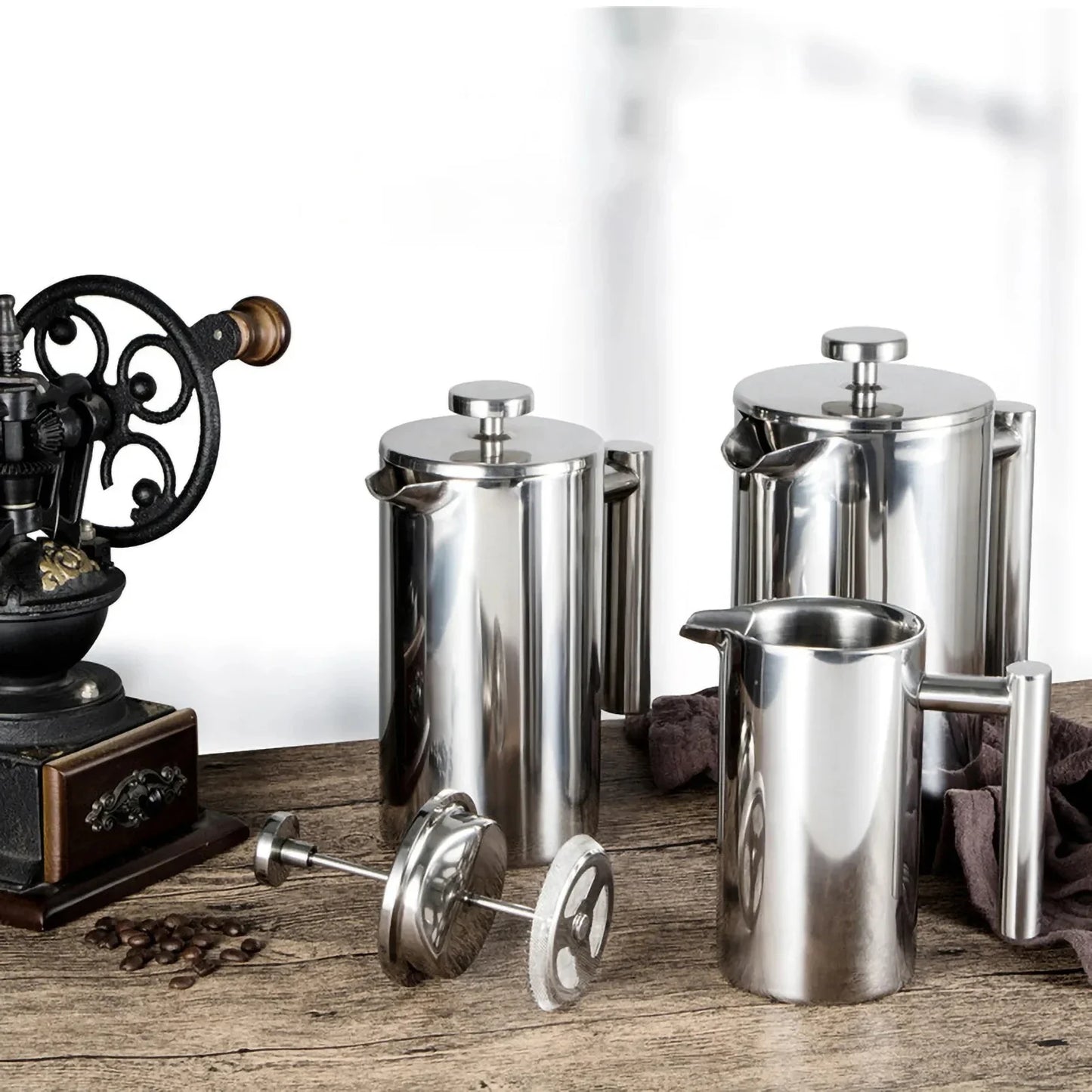 350ml/800ml/1000ml French Press Coffee Maker - Stainless Steel Double-Walled Insulated Coffee Pot