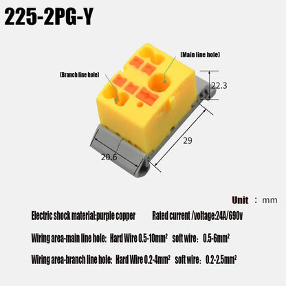 Push-In Modular Wire Connector Terminal Block – Compact 1-In Multiple-Out Splicing Lighting Connector, 225 Series (1Pc)