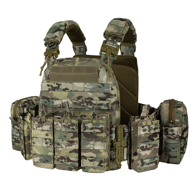 YAKEDA 6094 Tactical Vest – Lightweight Quick Release Combat Plate Carrier, 1000D Nylon Molle Hunting Vest in Black