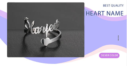 Custom Fishhook Double Name Finger Ring - Personalized Family & Couple Love Gift for Women & Men, Gold Stainless Steel Jewelry