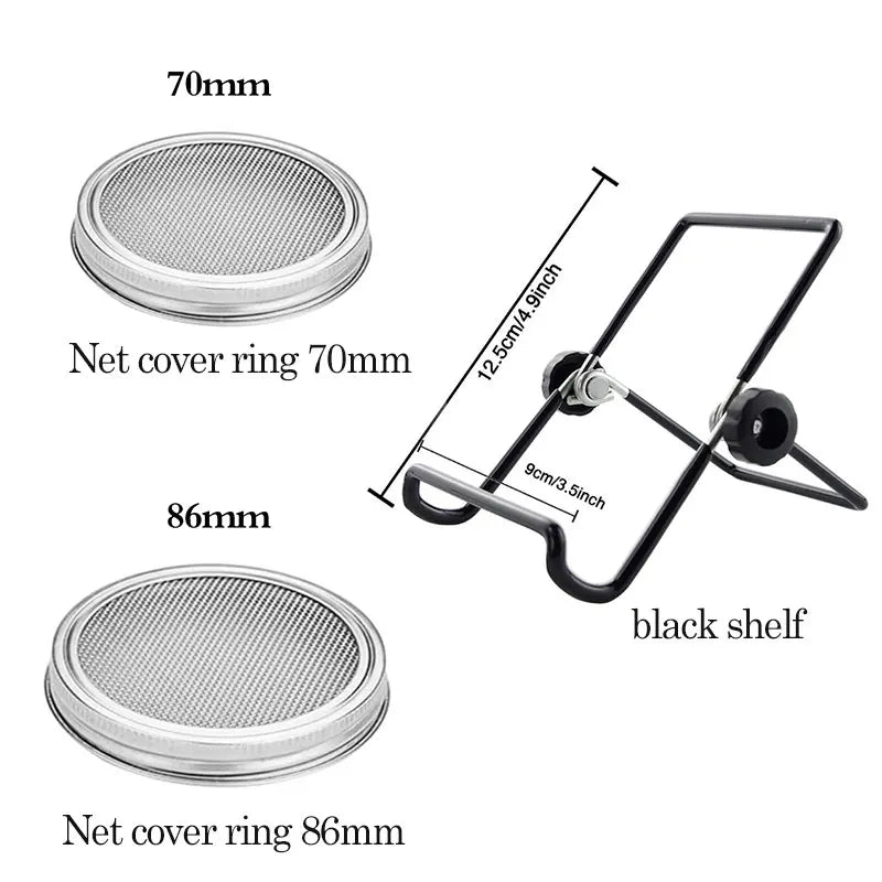 Seed Sprouting Kit - Mason Jar Germination Lids with Stainless Steel Strainer Screen & Sprouter Stand for Fresh Sprouts