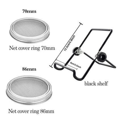 Seed Sprouting Kit - Stainless Steel Strainer Lid & Germination Stand for Mason Jar Growing