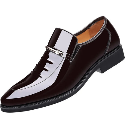 Men’s Patent Leather Pointed Toe Loafers - Luxury Business, Party & Wedding Slip-On Dress Shoes Plus Size