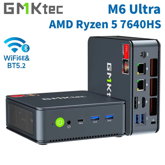 GMKtec M6 Ultra Gaming Mini PC - AMD Ryzen 5 7640HS Desktop Computer with WiFi 6, Bluetooth 5.2 & Triple 4K Display