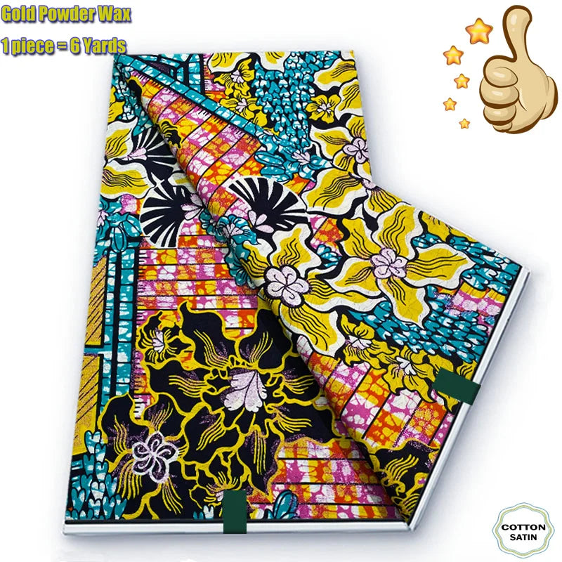 2026 African Grand Golden Wax Fabric - Soft Pink Flash Gold Ankara Batik Pagne