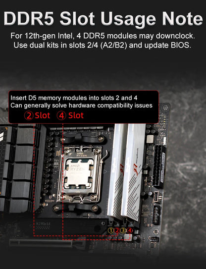 KingBank DDR5 RGB White Memory – 16GBx2/32GB 6800MHz Hynix A-Die UDIMM Dual Channel for Desktop PC