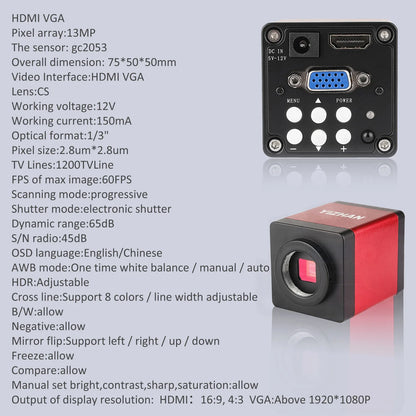 1080P 4K Digital Microscope – Full HD Industrial C-Mount Camera for PCB Welding & Mobile Phone Repair