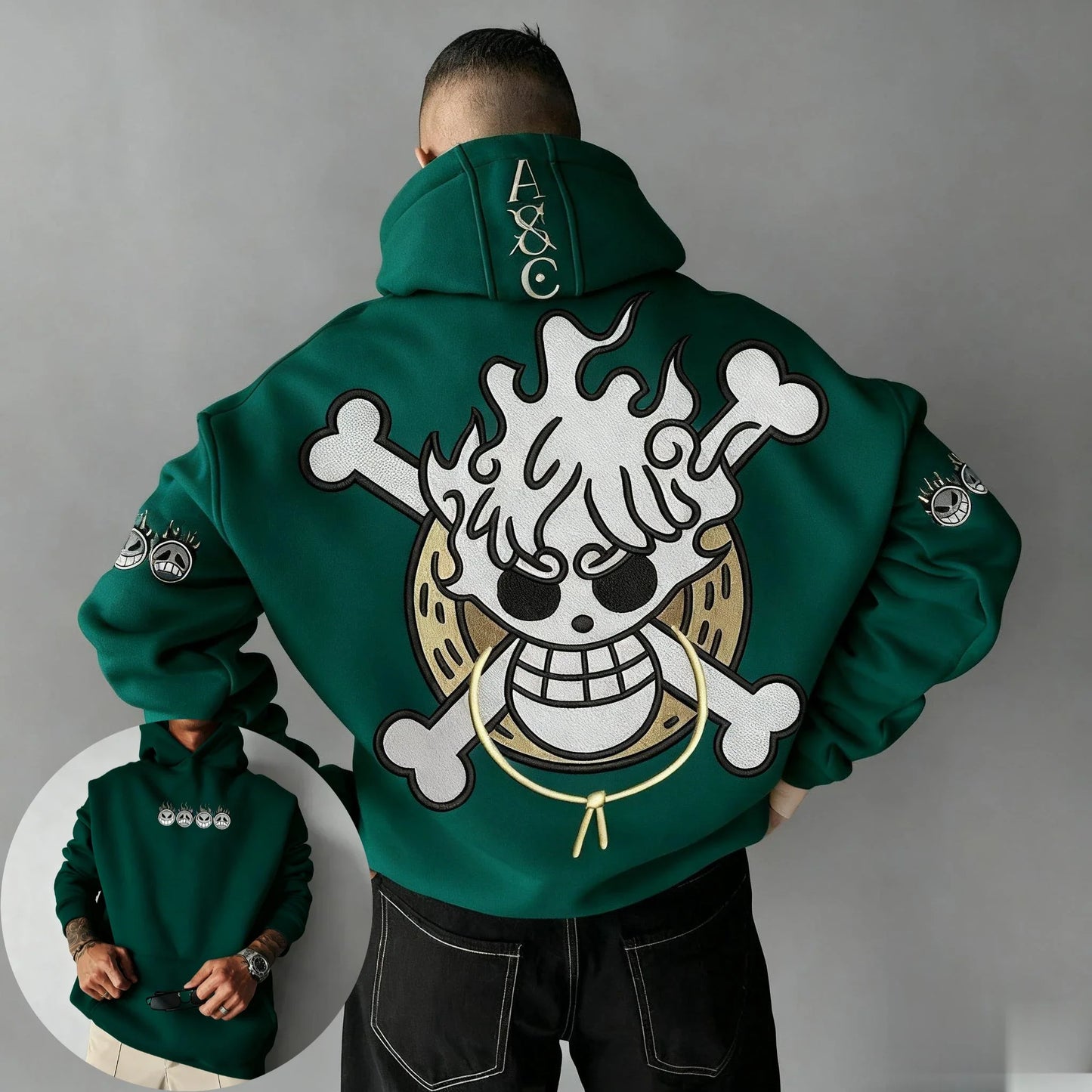 Oversized One-Piece Anime Hoodie — Unisex Cartoon Graphic Pullover Sweatshirt, Streetwear Casual Y2K Autumn Winter Fashion
