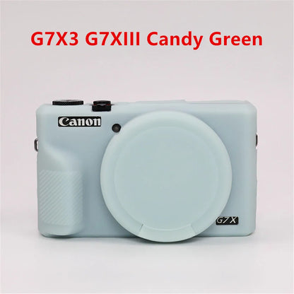 Canon G7X Silicone Camera Case - Soft Rubber Shockproof Body Cover with Lens Cap for G7X Mark II III G7XII G7X2 G7XIII G7X3