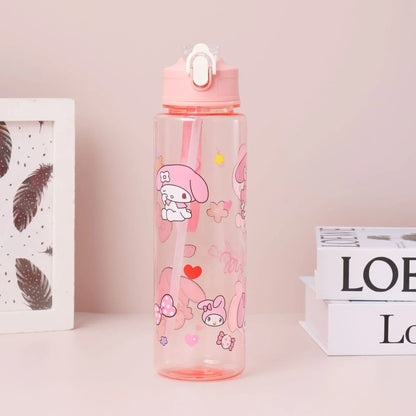 Kuromi Water Cup with Straw — Large Capacity Cute Cartoon Print Bottle, Unique Aesthetic Design for Office, Home, or Gift