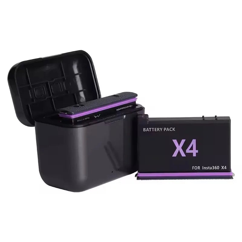 Insta360 X4 Battery 3.85V 2500mAh – Rechargeable Li-ion with Fast Charging Case & Storage Box for 360 Panoramic Action Cameras