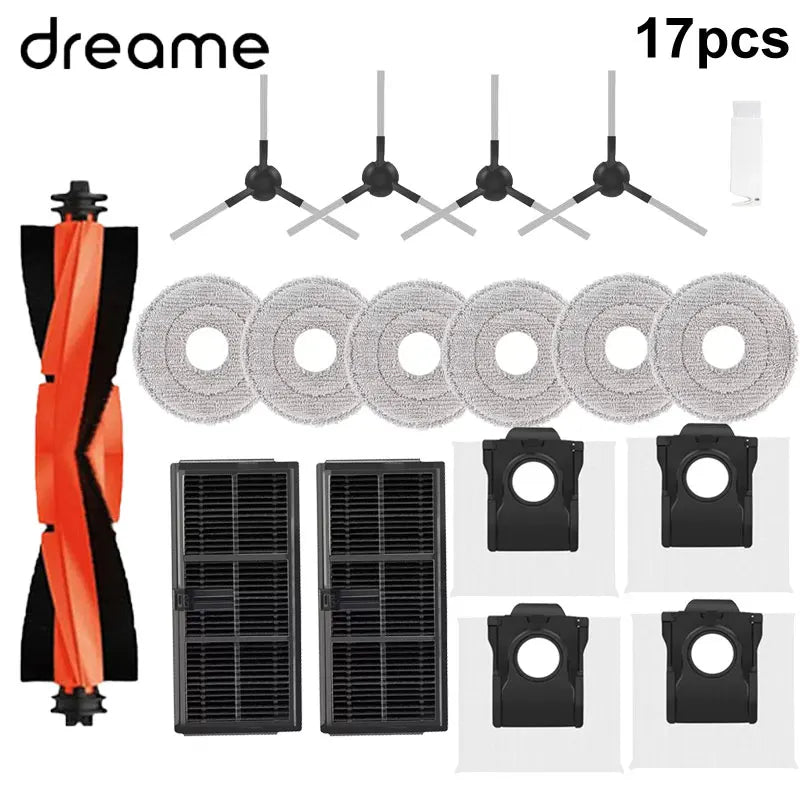 Dreame Robot Vacuum Accessories - Replacement Main Brush, Side Brush, Filter, Mop & Dust Bag for L10s Pro Ultra X30 Series