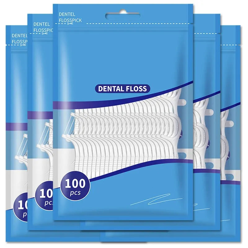 200PCS Dental Floss & Plastic Toothpicks - One-Time Cleaning for Dental Gaps and Oral Care"