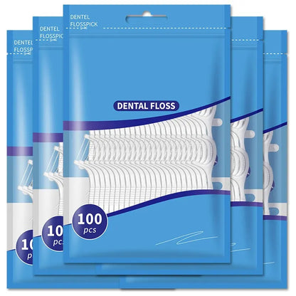 200PCS Dental Floss & Plastic Toothpicks - One-Time Cleaning for Dental Gaps and Oral Care"