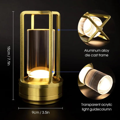Wireless LED Table Lamp – Rechargeable Touch Sensor Night Light for Restaurant, Hotel & Bedroom Decor
