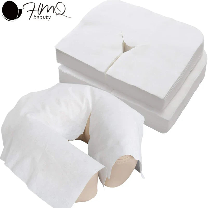 500/100PCS Disposable Face Cradle Covers – Soft Non-Woven Headrest Paper for Massage, Spa & Salon Beauty Supplies