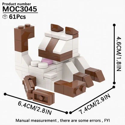 MOOXI Animal Series 62PCS MOC Cat Figures – DIY Building Blocks Educational Toys for Kids, Birthday Gift MOC3042-3045
