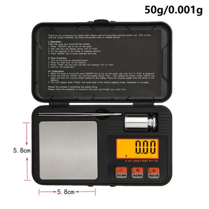 Digital Mini Precision Scale - 200g/0.01g & 50g/0.001g Pocket Electronic Balance for Food, Jewelry & Small Items