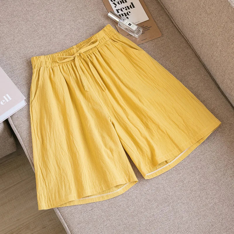 2026 Women's Cotton Summer Shorts - High Waist Loose Fit Casual Shorts with Pockets