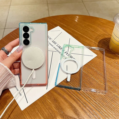 Dopamine Gradient Clear Case - Anti-Drop Magnetic Wireless Charging Cover for Samsung Galaxy Z Fold 3-7