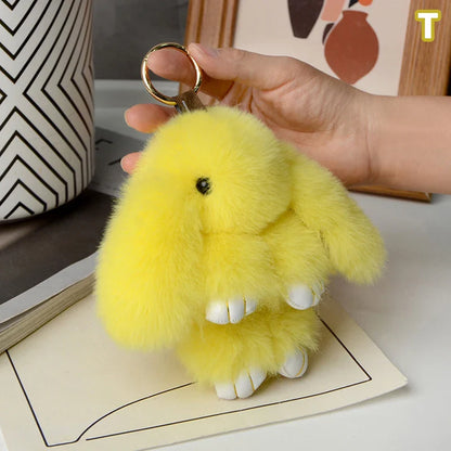 15cm Rabbit Fur Keychain – Fluffy Bunny Pendant for Women’s Bags, Car Keys & Decorative Accessories Gift