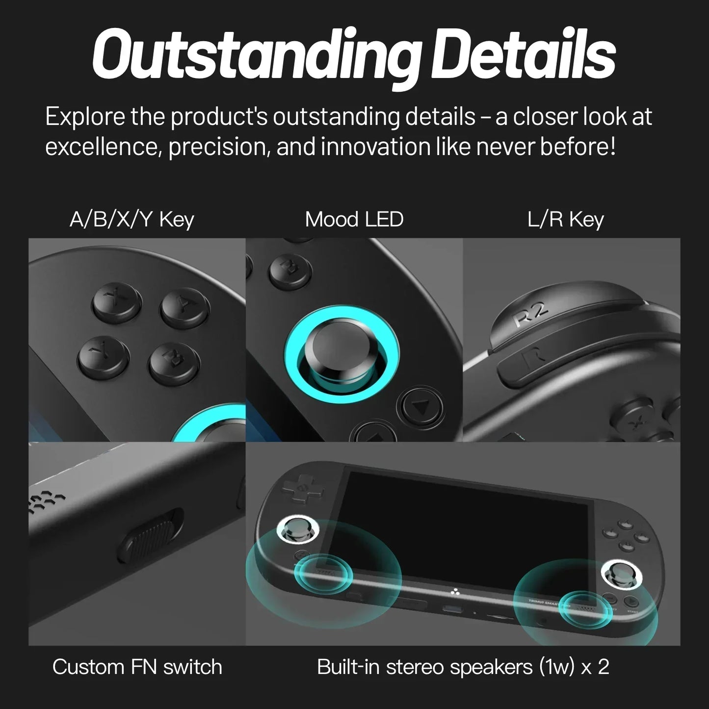 Trimui Smart Pro Handheld Game Console – 4.96'' IPS Screen, Linux System, Joystick & RGB Lighting, Retro Video Game Player Gift