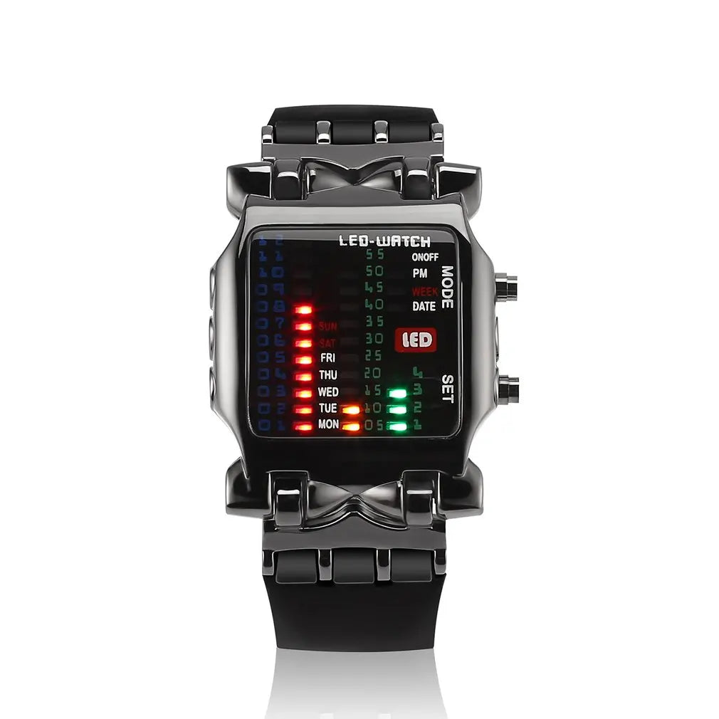 Men’s LED Crab-Style Watch — Creative Luminous Binary Electronic Waterproof Multi-Function Wristwatch