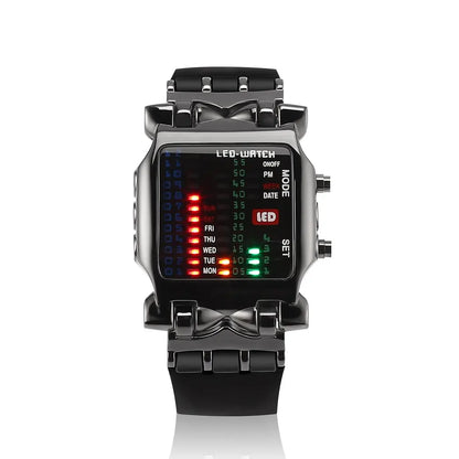 Men’s LED Crab-Style Watch — Creative Luminous Binary Electronic Waterproof Multi-Function Wristwatch