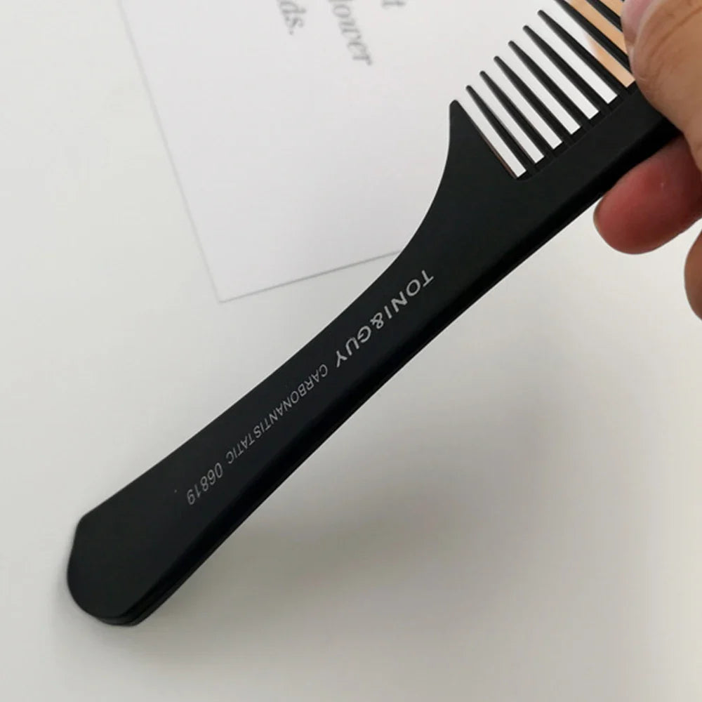 Black Flattop Hair Cutting Comb – Wide Tooth Professional Barber Hair Clipper & Salon Hairdressing Carbon Comb for Men