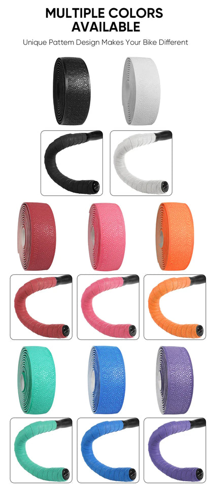 BUCKLOS Road Bike Handlebar Tape – PU Shock-Absorbing Anti-Slip Wrap with Bar End Plugs for Cycling