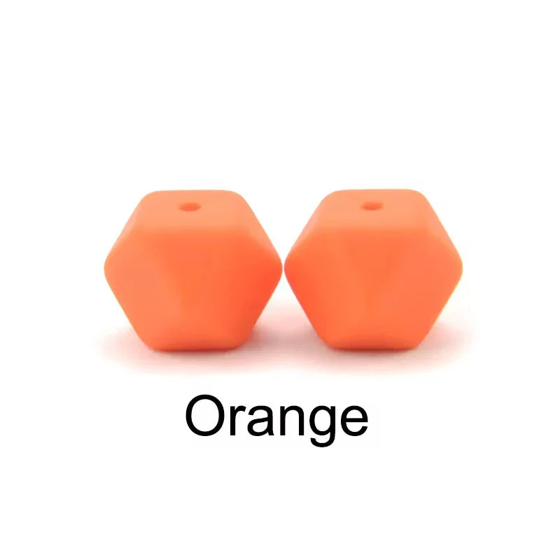 LOFCA 10PCS Hexagon Silicone Beads (14mm/17mm) – DIY Jewelry Making & Pacifier Chain Accessories Bulk Set