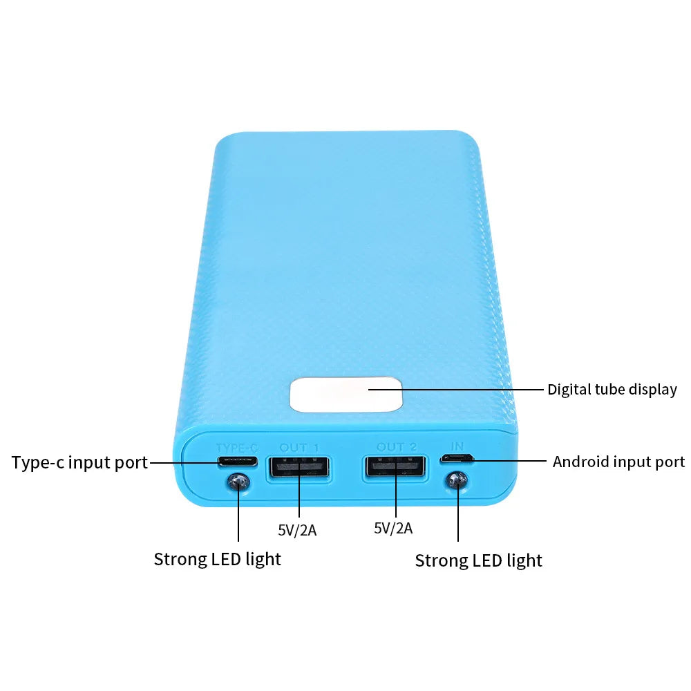 8x18650 Power Bank Battery Case - Dual USB & Type-C Charging Shell for DIY Portable Charger Projects