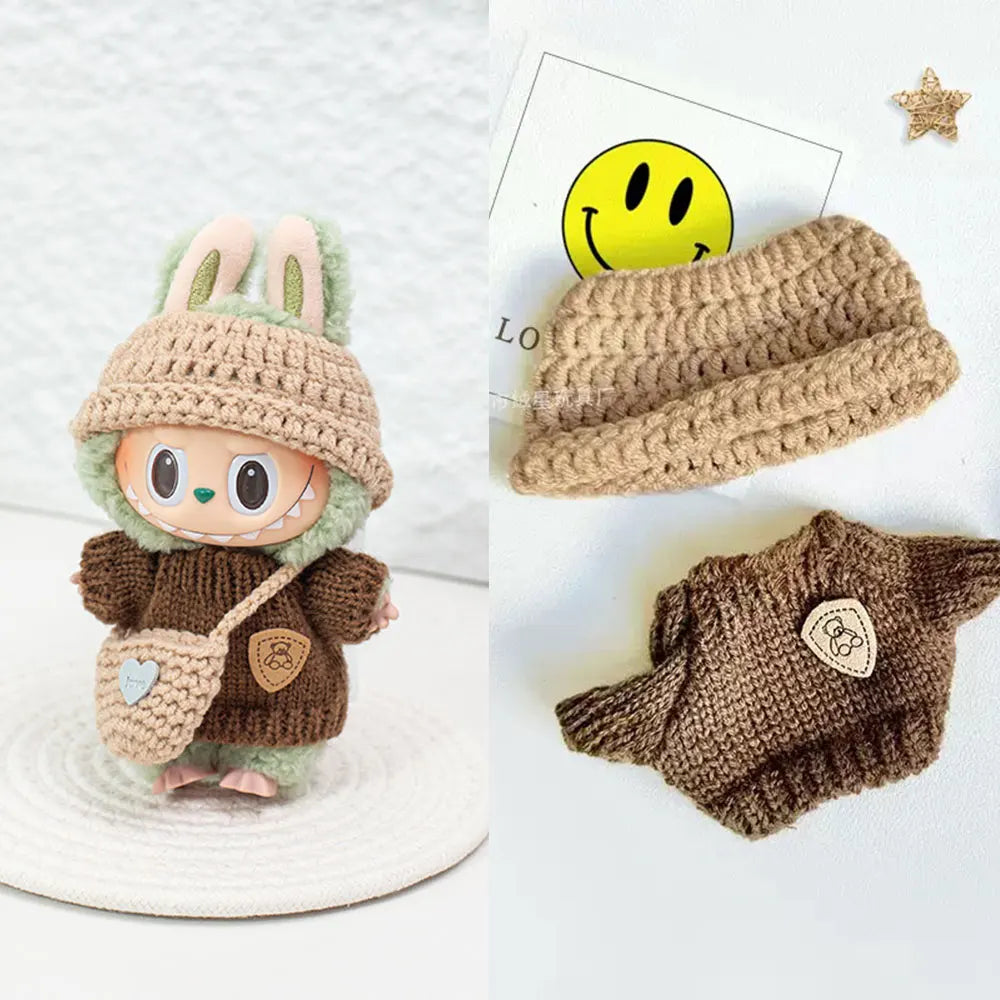 Labubu Doll Cute Sweater Set – 17cm Doll Clothes & Shoes DIY Accessories for Training, Sitting, Party Games, and Gifts
