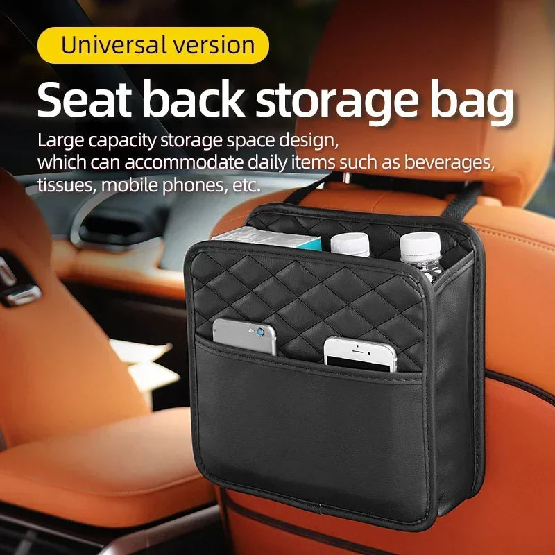 2024 Multi-Functional Car Seat Storage Bag – Leather Garbage & Storage Bag, Portable Trash Can for Most Car Models