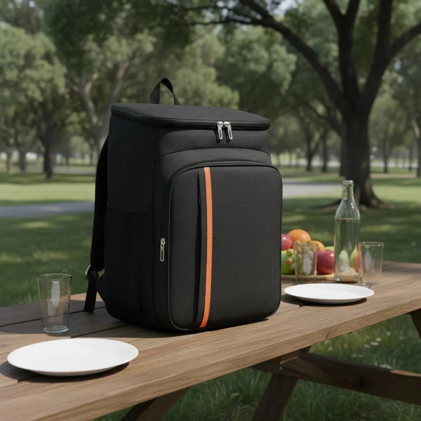 Large Insulated Cooler Backpack - Water-Repellent Thermal Food Bag with Double Zippers for Picnic, Camping & Travel