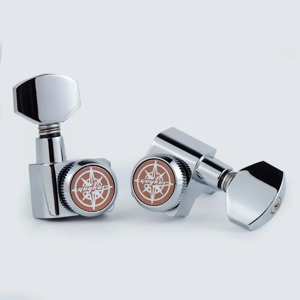 GUYKER 6R/6L Locking Guitar Machine Heads — Chrome Tuning Pegs, No-Screw Tuners