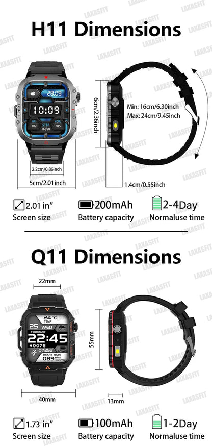 LAXASFIT Men’s Sports Smart Watch – 1.71" Screen, Blood Oxygen, Bluetooth Call, LED Flashlight, Multi-Sport Outdoor Watch