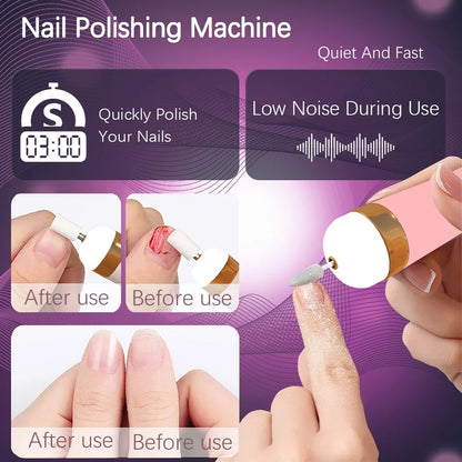 YIKOOLIN 5-in-1 Electric Nail Drill - USB Rechargeable Portable Manicure & Pedicure Kit